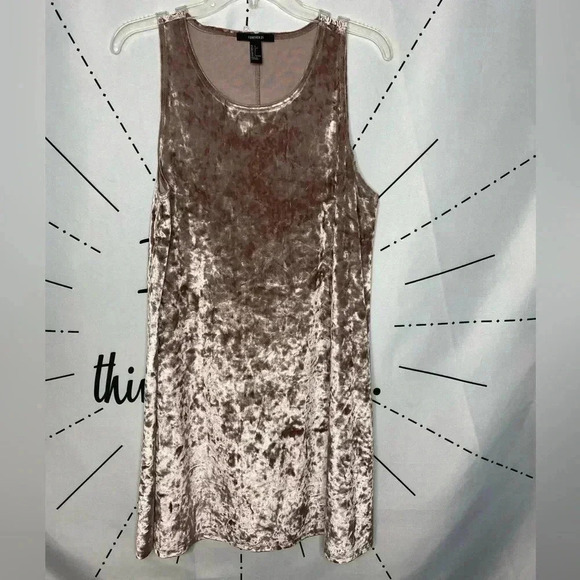 Forever 21 Crushed Velvet Blush Pink Babydoll Dress - Picture 2 of 4